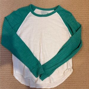 Faherty Green and White Long Sleeve Tee